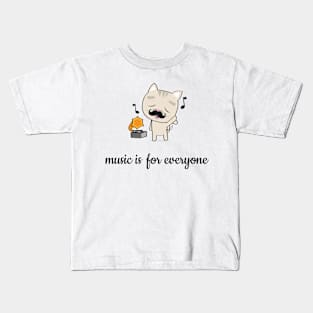 music lover cat with a mustache Kids T-Shirt